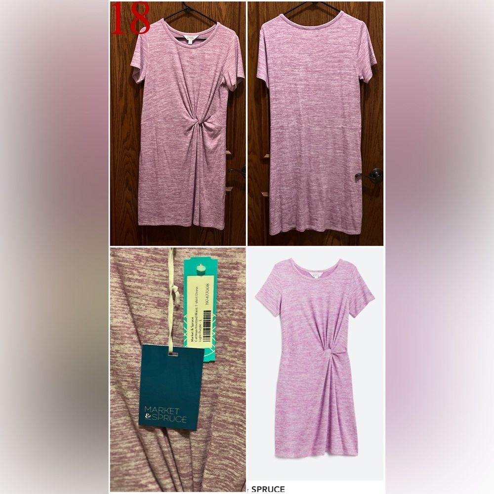 MARKET & SPRUCE Cattleya Knotted Waist T-shirt Dress L | Light Purple. NWT